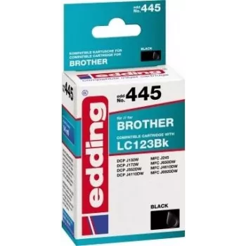 EDDING Cartucho de tinta compatible que sustituye a Brother LC-123BK Negro EDD-445 - compatible