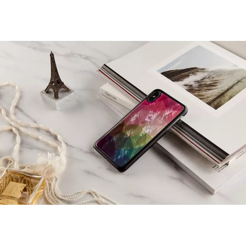 Funda protectora iKins para iPhone XS Max – diseño de flores acuáticas, negra
