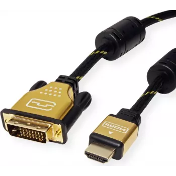 ROLINE 11.04.5896 Adaptador de cable de vídeo 1,5 m HDMI Type-A (estándar) DVI-D negro - oro (11.04.5896)