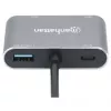 Manhattan Dock/Hub USB-C, puertos (x4): HDMI, USB-A, USB-C y VGA, con Power Delivery (PD) 87W – se requiere cargador USB-C externo (no incluido). Alimentado por USB (no requiere fuente de alimentación externa) cuando no se utiliza PD, aluminio