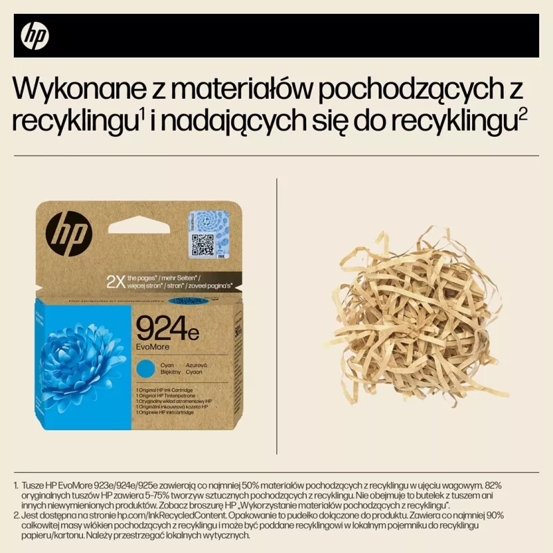 HP 924e EvoMore cartucho de tinta original cian, rendimiento alto (XL), cian, 1 unidad, 800 páginas, pack individual