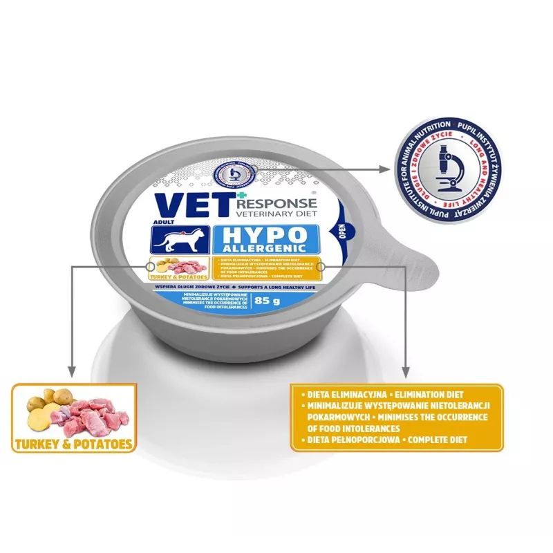 VET RESPONSE hipoalergénico pavo - comida húmeda para gatos - 85g