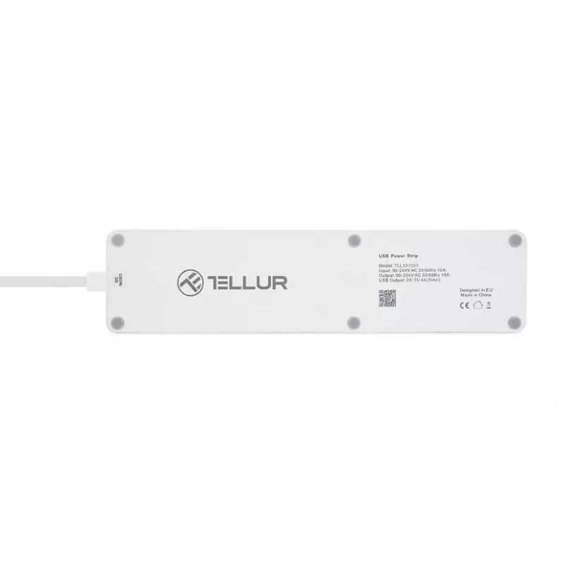 Regleta inteligente WiFi Tellur con 3 tomas AC y 4 puertos USB (4A)