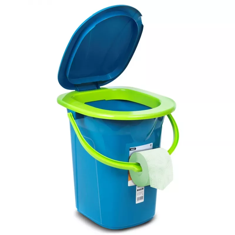 Inodoro portátil de viaje GreenBlue GB320BL cubo asiento camping festival asa tapa resistente estable 19L