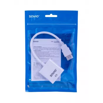 Adaptador de cable de vídeo Savio CL-27B 0,1 m HDMI Type-A (estándar) VGA (D-Sub) blanco