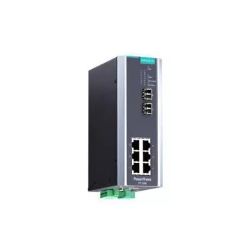 Switch Ethernet industrial MOXA PT-508-SS-LC-HV — 8 puertos 10/100/1000 Mbit/s, carcasa de metal