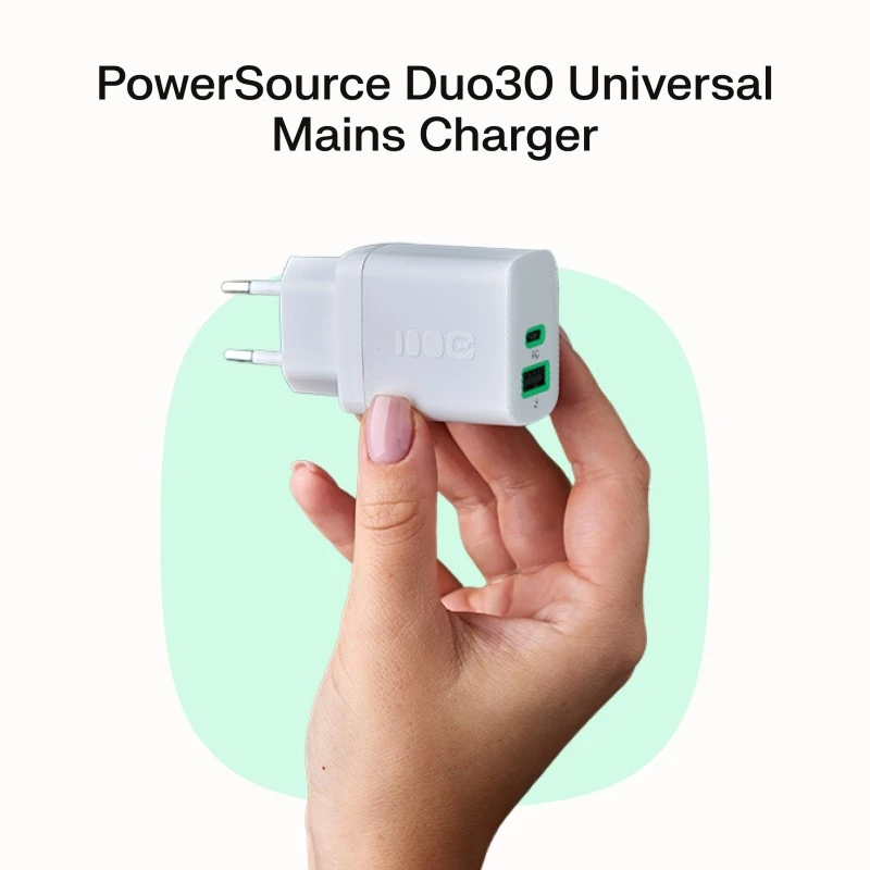 Fuente de alimentación Green Cell PowerSource Solo30 30W blanca — cargador USB-C, 30 W de potencia de salida