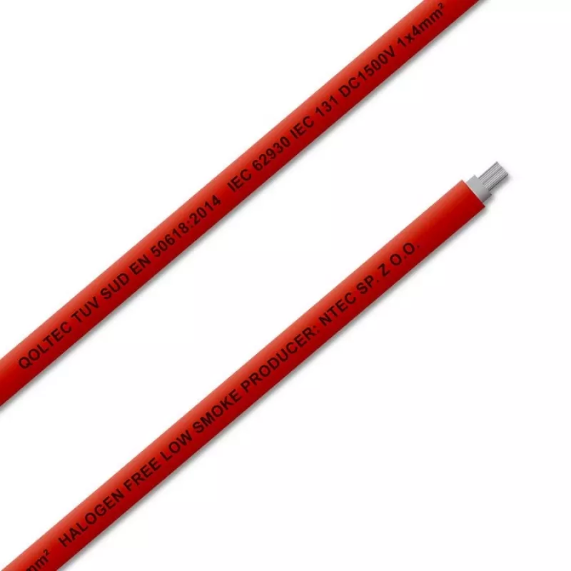 Qoltec 53850 cable solar fotovoltaico | 4 mm² | 100 m | rojo