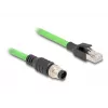 Cable de red DeLOCK M12 A-codificado 8 polos conector macho a conector macho RJ45 PUR (TPU) 1 m