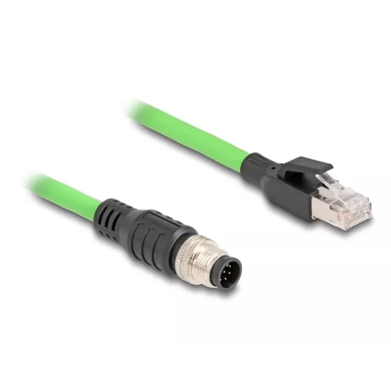 Cable de red DeLOCK M12 A-codificado 8 polos conector macho a conector macho RJ45 PUR (TPU) 1 m