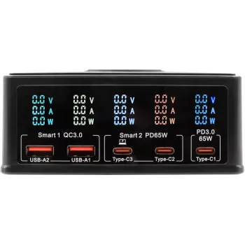 Cargador multipuerto Exsys EX-1106 160W, negro, varios puertos de salida USB