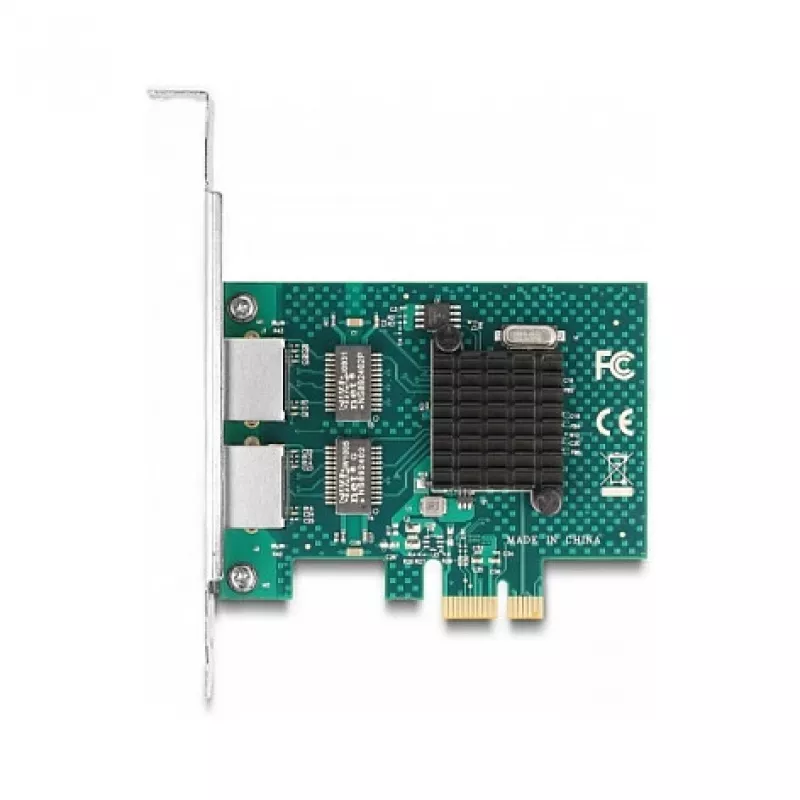 Tarjeta DeLOCK PCI Express x1 a 2 x RJ45 Gigabit LAN BCM Gris
