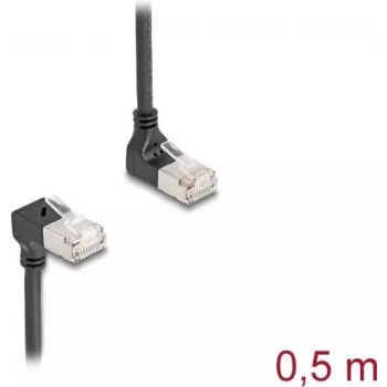 Cable de red DeLOCK RJ45 Cat.6A S/FTP fino 90° 0,5 m negro