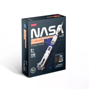 Puzle 3D cubicfun modelo de cohete Apollo Saturn — kit educativo de montaje a escala