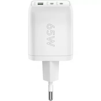 Cargador rápido USB-C Nano, PD, GaN, 65 vatios (blanco, 1x USB-A, 2x USB-C PD, Charge 3.0)