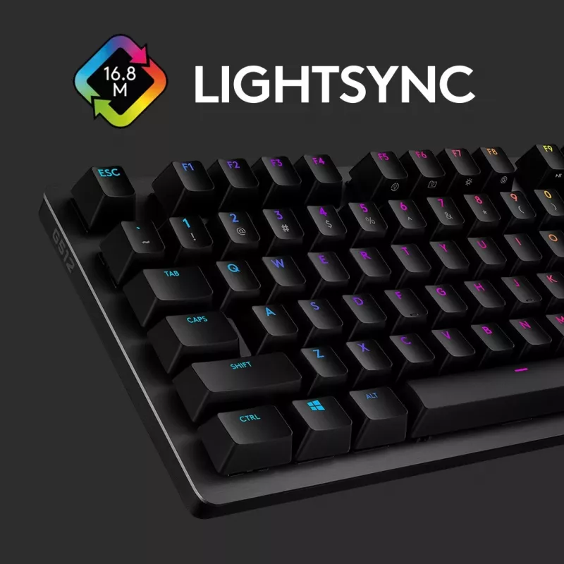 Teclado gaming Logitech G512, Negro, Con cable, Distribución suiza, 920-009347