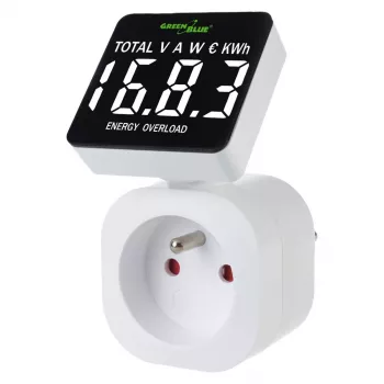 Medidor de vatios y energía GreenBlue GB620E para red de 220 V, máx. 16 A, medidor de corriente/energía enchufable