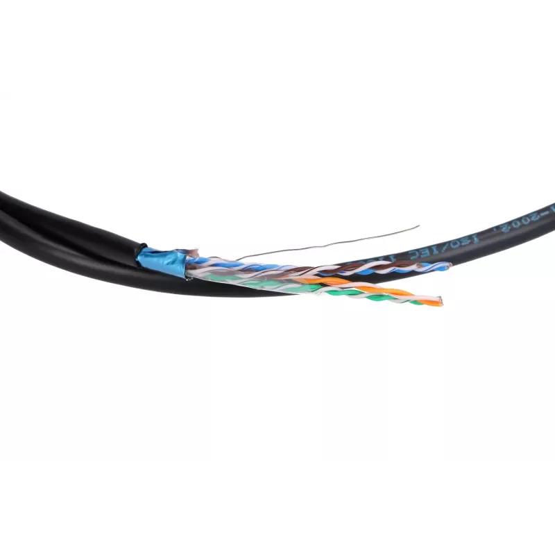 Cable de red Extralink Twisted Pair CAT5E FTP (F/UTP) V2 Outdoor 305M negro