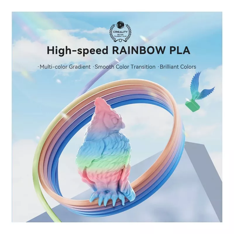 Filamento para impresión 3D Creality PLA 1,75 mm, 1 kg – azul/verde/rosa (Creality 3301010424)