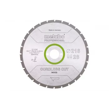 Disco de sierra circular Metabo HW/CT 216x30x28Z corte de madera a batería Profi