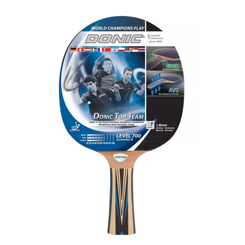 Donic Schildkröt Top Team 700 equipo de tenis de mesa negro, azul, madera