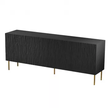 Cómoda JUNGLE 190x40.5x74.5 negro mate + patas doradas