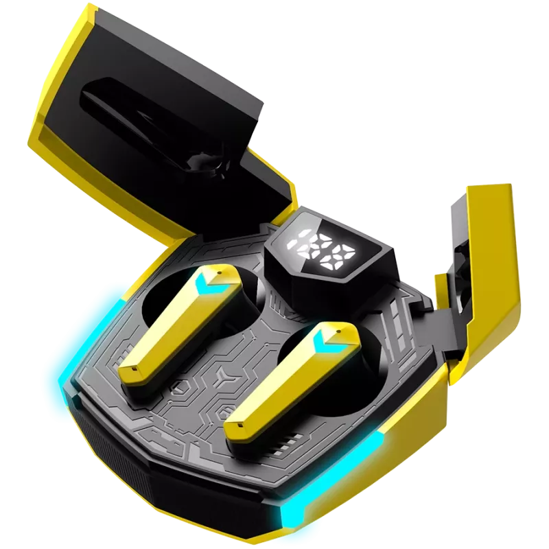 Auriculares Canyon GTWS-2 inalámbricos con gancho para el oído gaming USB Type-C Bluetooth base de carga amarillos (CND-GTWS2Y)