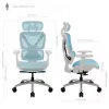 Silla de oficina ergonómica thunder x3 TEGC-3073102.B1 — Tapizado blanco y azul, reposabrazos ajustables, respaldo alto