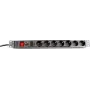 Dexlan GAS2807 regleta de enchufes de 19" con protección contra sobrecarga, 7 tomas, interruptor, cable de 2,5 m, negra