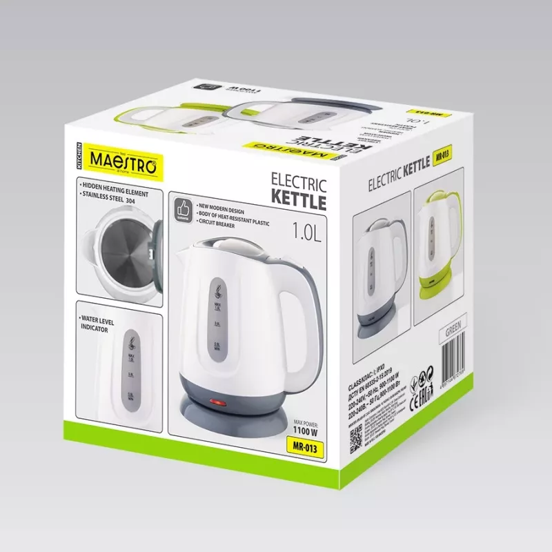 Hervidor MAESTRO MR013 1 L 1100 W (MR-013-GREEN) verde, blanco