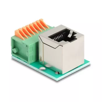 Adaptador de cable DeLOCK 90653 RJ45 regleta de conexión de 8 pines verde plateado
