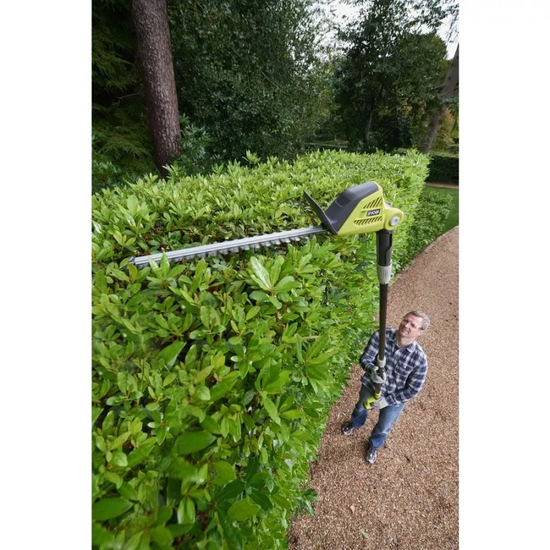 Ryobi ONE+ OPT1845 cortasetos telescópico a batería de 18 V, cuchilla doble de 45 cm, 1350 spm, sin batería