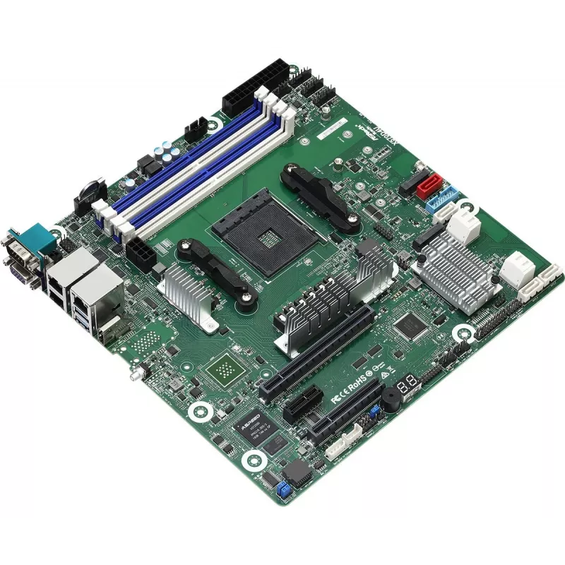 Placa base ASRock X570D4U Micro ATX — AMD X570, Zócalo AM4, 4× DIMM, DDR4, máx. 32 GB, 12× SATA III, 3× RJ-45
