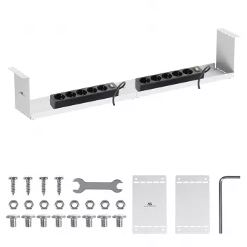 Organizador de cables compacto Maclean bajo el escritorio, carga máx. 5 kg, blanco, MC-107 W