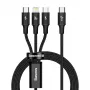 Cable USB Baseus Rapid 3 en 1 1,5 m USB-A USB-C/Micro USB-A/Lightning negro