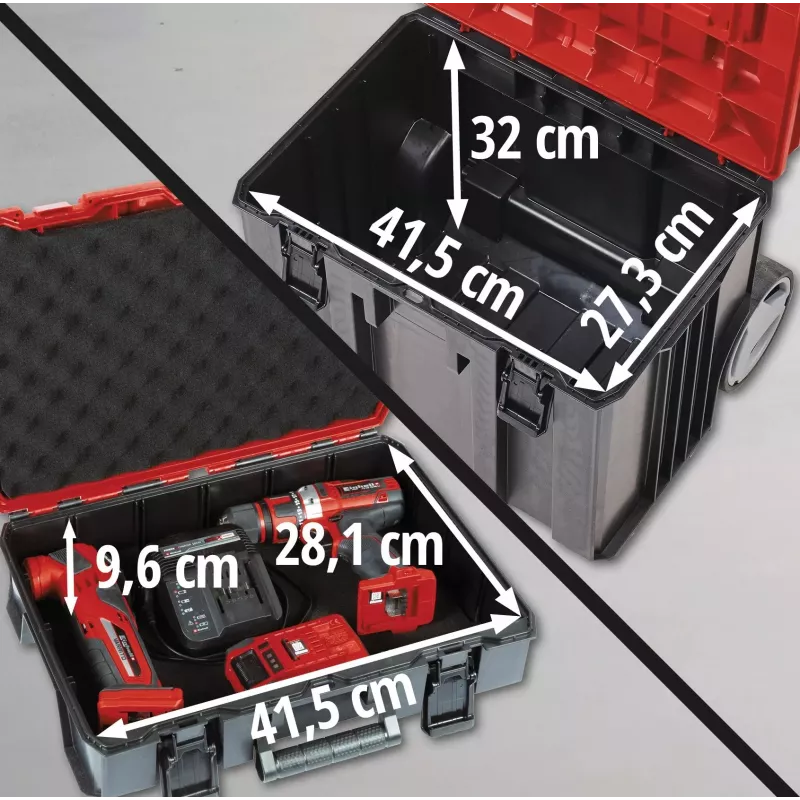 Maletín de herramientas Einhell E-Case Tower negro rojo polipropileno resistente al calor protegido contra salpicaduras