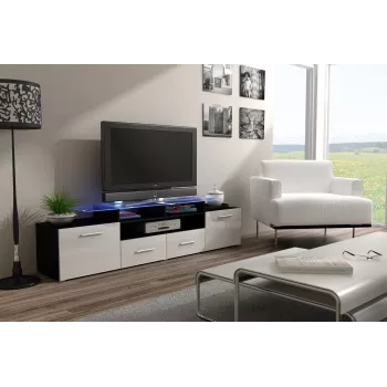 Soporte de TV Cama EVORA 200 negro/blanco brillante