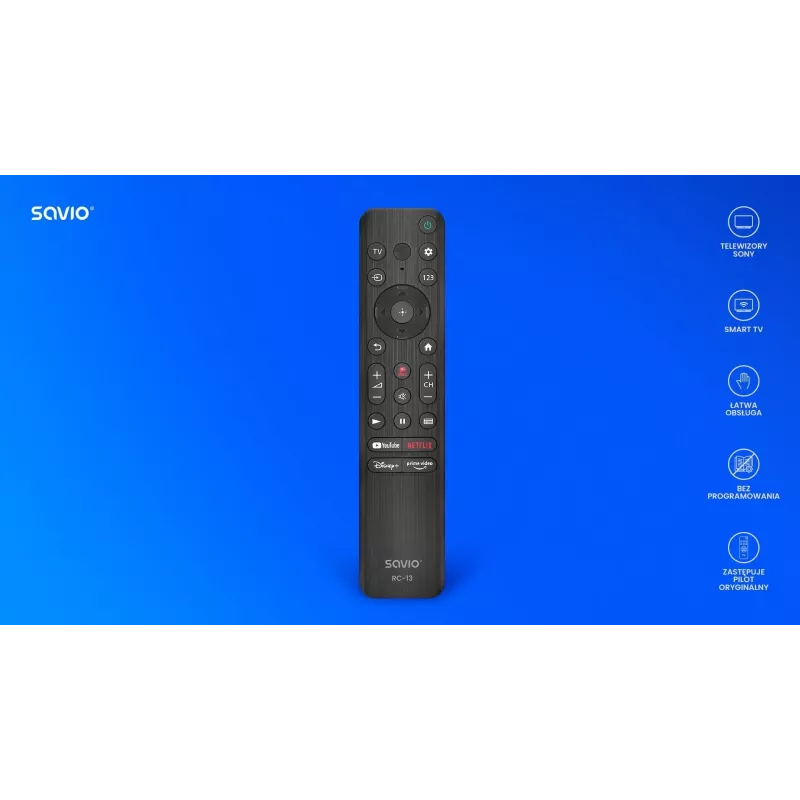 Mando a distancia Savio RC-13 IR inalámbrico para TV Sony 10 m de alcance