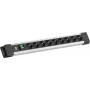 Regleta de enchufes Bachmann CONNECTUS con 9× tomas CEE7/3, 1× interruptor, cable de 2,0 m, conector macho CEE7/7, gris
