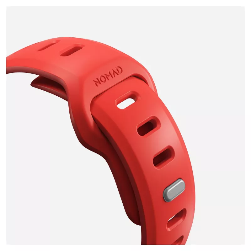 Correa Nomad Tempo — goma roja, 18 mm de ancho, compatible con muñecas de 135–175 mm