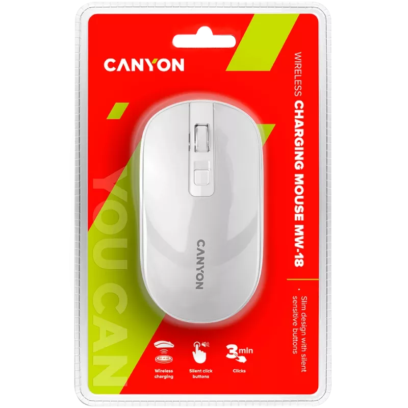 Ratón CANYON MW-18 inalámbrico recargable blanco perla