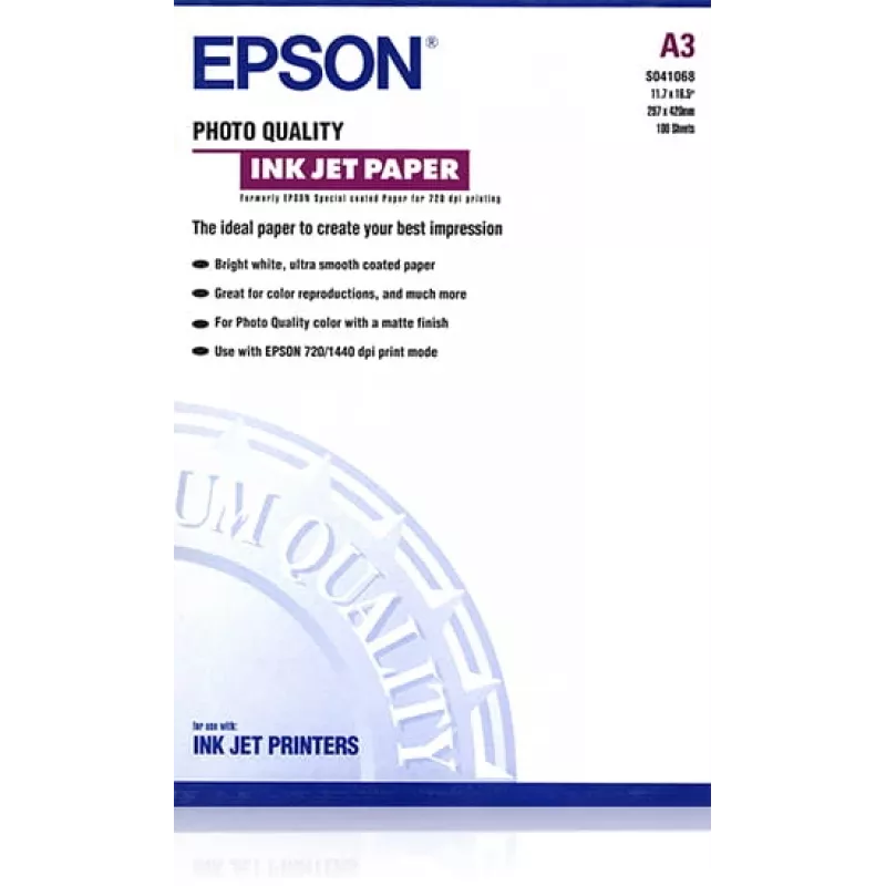 Papel Epson Photo Quality Ink Jet, DIN A3, 102 g/m², 100 hojas