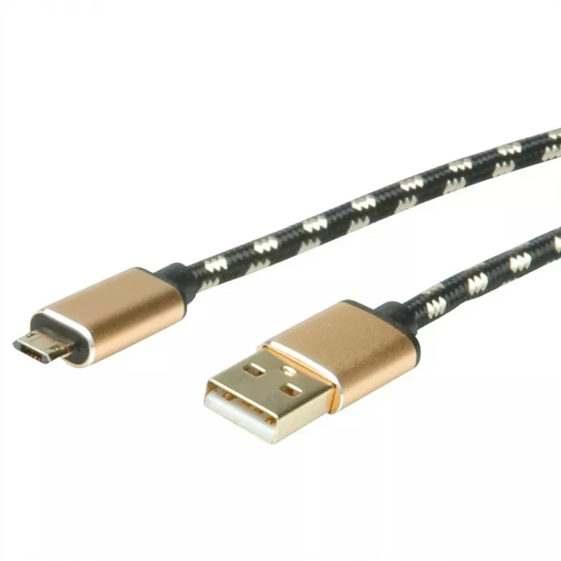 Cable USB ROLINE 11.02.8820 1,8 m USB 2.0 USB-C Micro-USB B negro - dorado (11.02.8820)