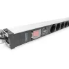 Regleta de enchufes Digitus de 12 tomas Schuko perfil de aluminio protección contra sobretensiones 2 m de cable