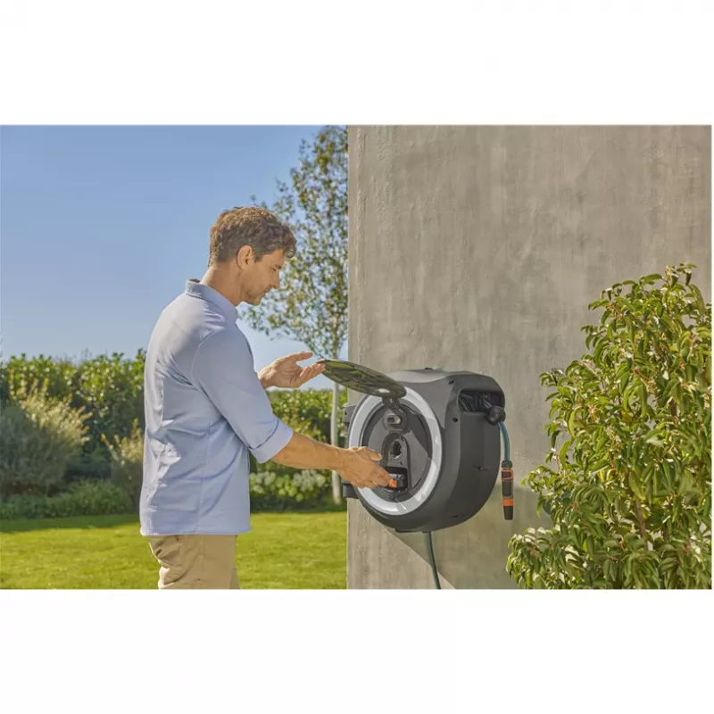 Gardena PowerRoll XL 18V caja de manguera de pared a batería, 35 m, sin batería