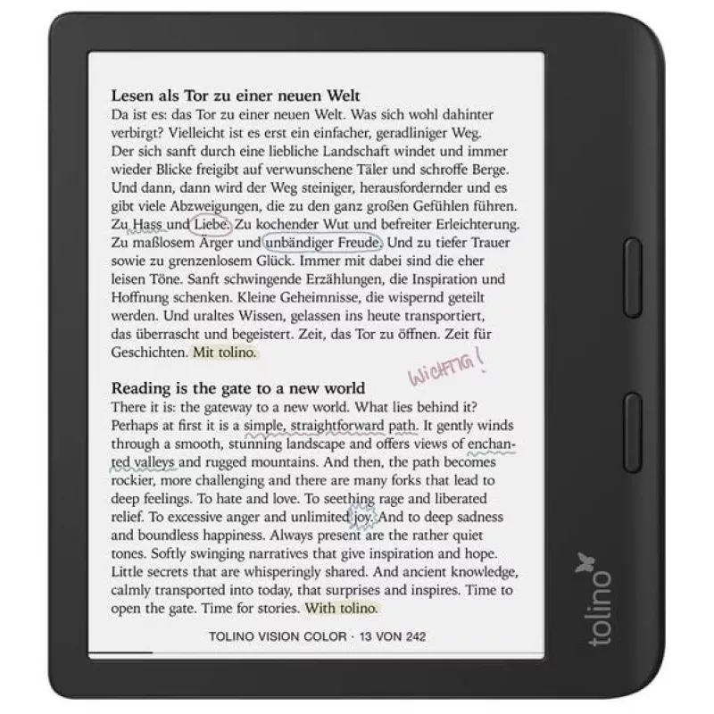 Tolino E-Book-Reader pantalla táctil Wi-Fi negro