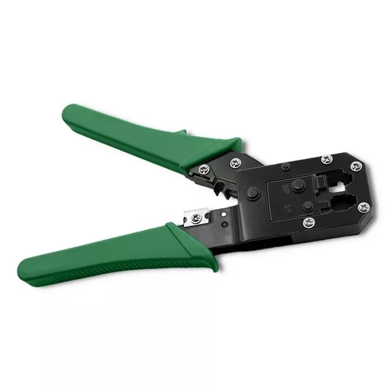 Herramienta de crimpado y corte QOLTEC 54381 — Alicate de crimpado para conectores de red modulares y cortacables