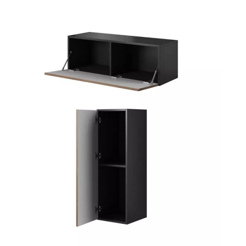 Armario de almacenamiento cerrado Cama ROCO RO1 112/37/39 negro/negro/blanco