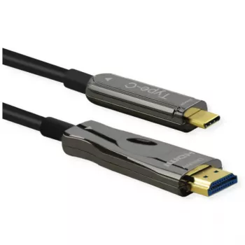 Adaptador de cable de vídeo ROLINE 14.01.3474 30 m HDMI Type-A USB Type-C negro