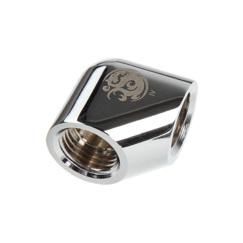 Adaptador Bitspower 90 grados G1/4 pulgadas IG a G1/4 pulgadas IG - plata brillante